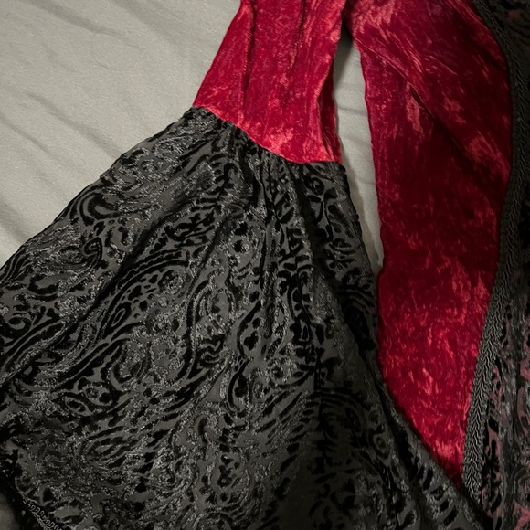 Vintage 1990s Lip Service Black and Red Velvet Vampire Floor-Length Dress - Picture 4 of 5